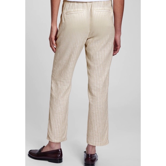NEW Gap Easy Pant Ankle Length Striped Linen Blend Pants - Picture 3 of 4